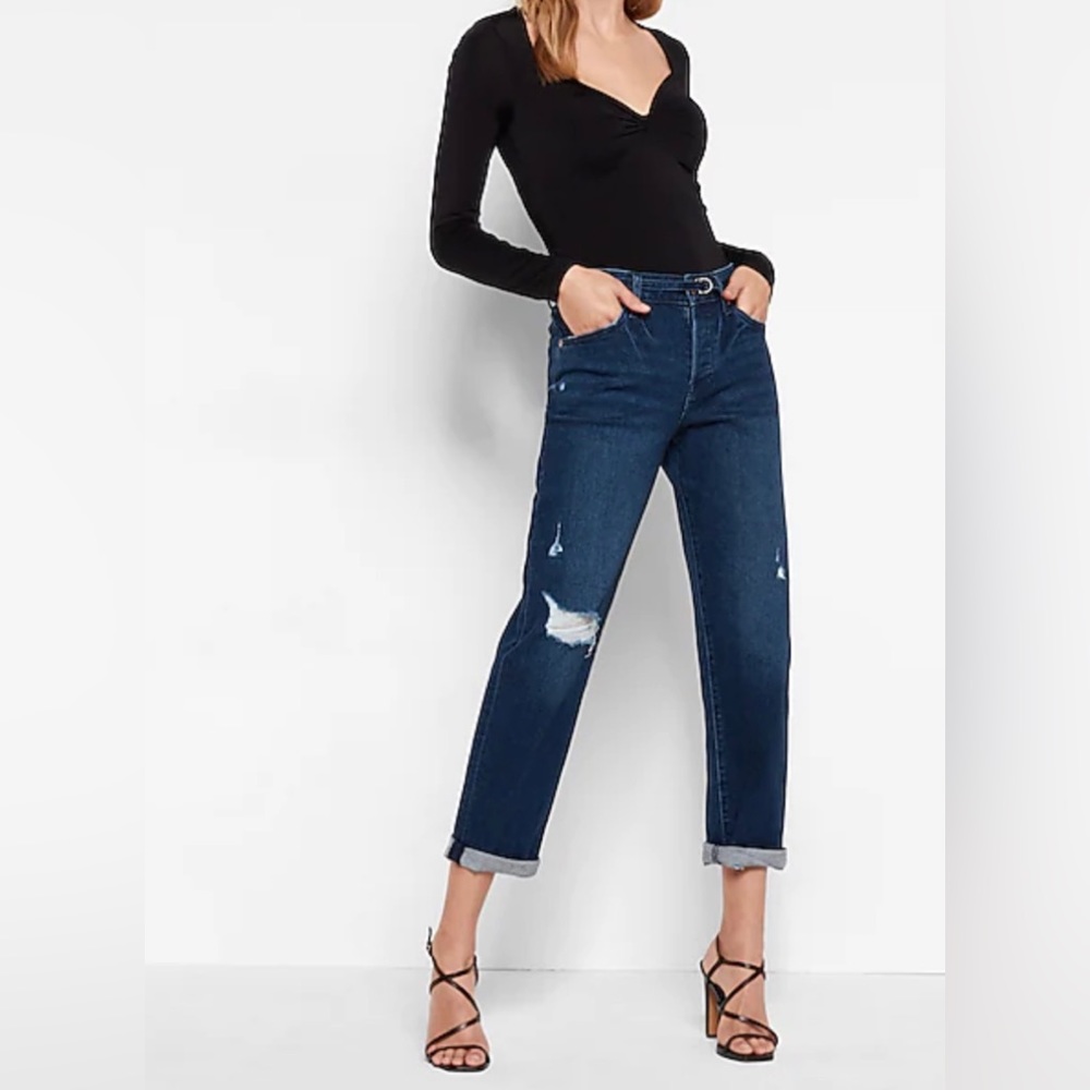 Awesome Mid Rise Distressed Boyfriend Jeans